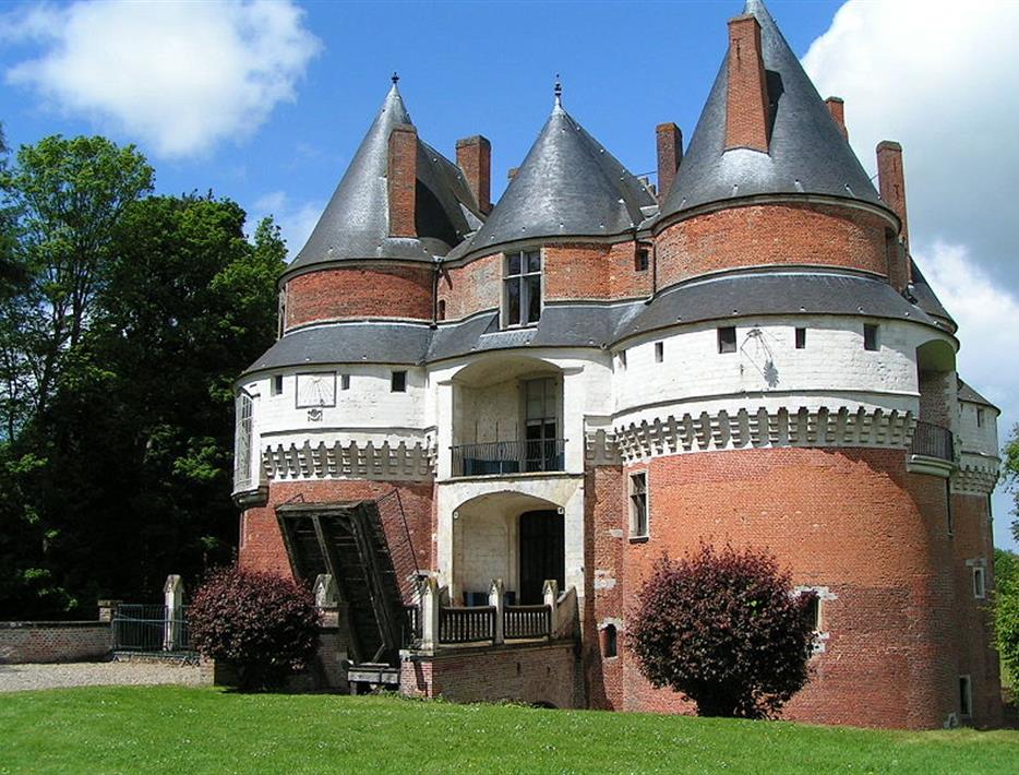 facade of castle of rambures near camping *** de la motte in quend in the somme