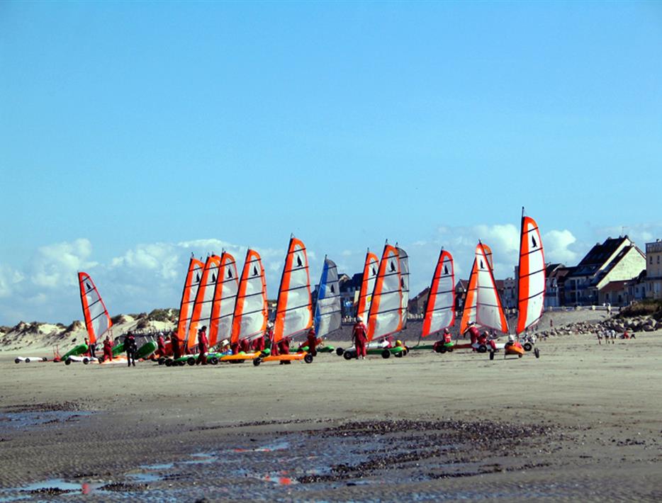 many sand yachting on beaches picardes near camping *** de la motte in quend in the somme